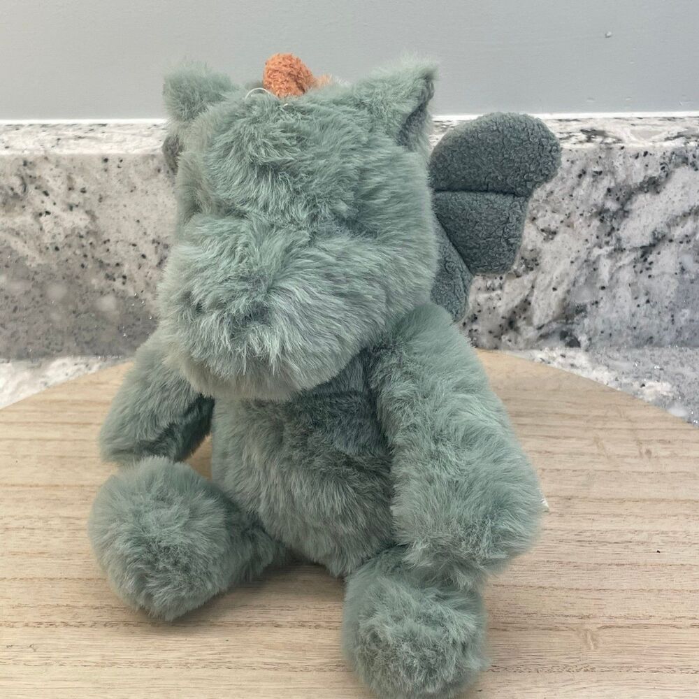 Cloud Island Green Dragon Orange Spikes Plush Stuffed Animal Toy 7 Inch Rattle
